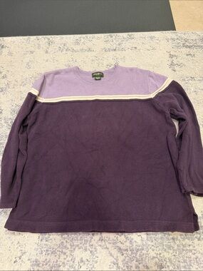 Vintage Eddie Bauer Purple Two-Tone Crewneck Sweater with Cream Stripe
